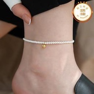 高品質~進口奧地利水晶珍珠鍍18K金小金珠腳鍊女不掉色小眾高級
