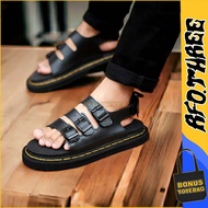 HITAM Rfo THREE Sandals Men Dr Martens Leather Slide Black Casual Casual