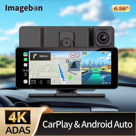 Imagebon H686Pro 6.86" 4K Wireless CarPlay & Android Auto ADAS Dash Cam WiFi FM GPS Navigation Dashb