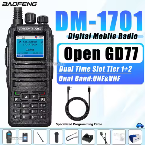 Baofeng DMR DM 1701 Digital Walkie Talkie Open GD77 UHF VHF Two Way Radio Dual Time Slot Tier 1+2 Up