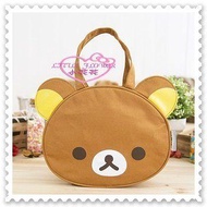 小花花日本精品♥ Rilakkuma 拉拉熊 懶懶熊 臉頭造型 立體 手提袋 便當袋 造型袋 56860603