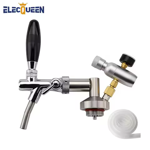 Mini Keg Tap Dispenser Stainless Steel Beer Growler Spear, Adjustable Tap Faucet & Premium Co2 Charg