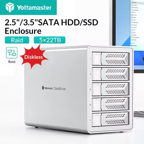 Yottamaster 2/4/5Bay RAID USB3.0 5Gbps 2.5/3.5" SATA SSD HDD Docking Station 150W Power With Cooling