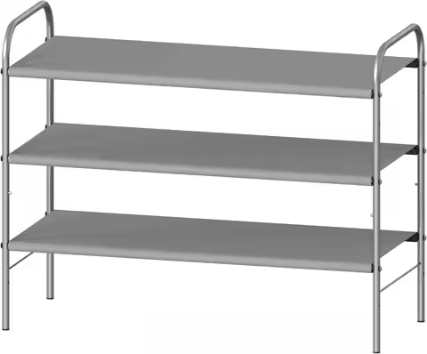 3-Tier Shoe Rack, Holds 9-16 Pairs, Sturdy Metal Frame, Space-Saving for Closet Entryway Bedroom