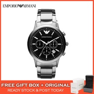 [Original] Emporio Armani Classic Chronograph Black Dial Leather Men Watch Jam Tangan Lelaki AR2447 AR2453 AR2434 AR2448