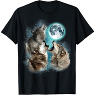 Adult T-Shirt 3 Wolf Moon Howling Wolf Head Funny Wolves For Men Women T-Shirt Fashion Tops For Boys