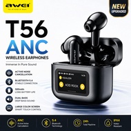 Awei T56 ANC + ENC Wireless Earbuds Touch Screen Earbuds Headphone Noise Cancellation Earphone Awei 