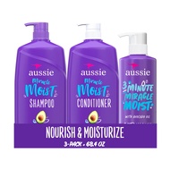 Aussie Miracle Moist Shampoo and Conditioner with 3 Minute Miracle Deep Conditioner, Avocado & Jojob