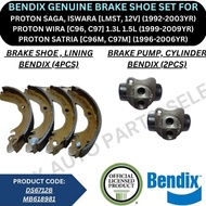 BENDIX GENUINE BRAKE LINING, SHOE, PUMP (REAR) FOR PROTON SAGA, ISWARA [12V, LMST] / WIRA [C96, C97]