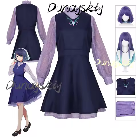 Anime Oshi no Ko Kurokawa Akane Cosplay Costume Wig Dress Lolita Purple Dresses Girls Suit Women Hal