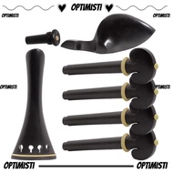 OPTIMISTI violin tailpiece Set, 4/4-3/4 Size Complete Set Violin Accessory Parts Set, Premium Ebony 