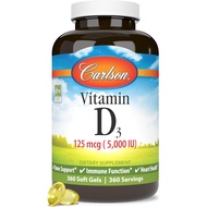 Carlson - Vitamin D3 5000 IU (125 mcg), Kesihatan Tulang, Kesihatan Otot, Kolekalsiferol, Suplemen V