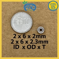 Bearing MR62 2x6x2 2x6x2.3mm ZZ open miniature bearing L620 RC car