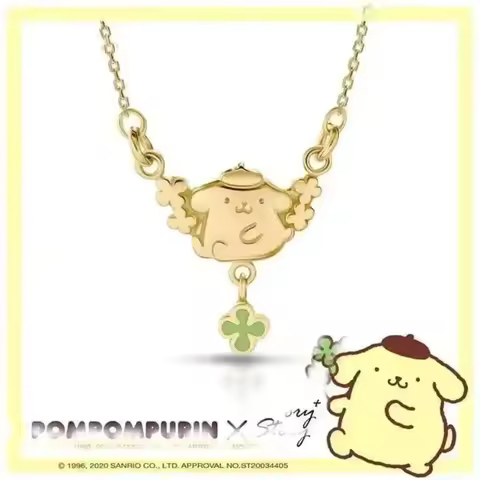 Anime Accessories Jewelry Pom Pom Purin Natural Gemstone Clover 925 Sterling Silver Chain