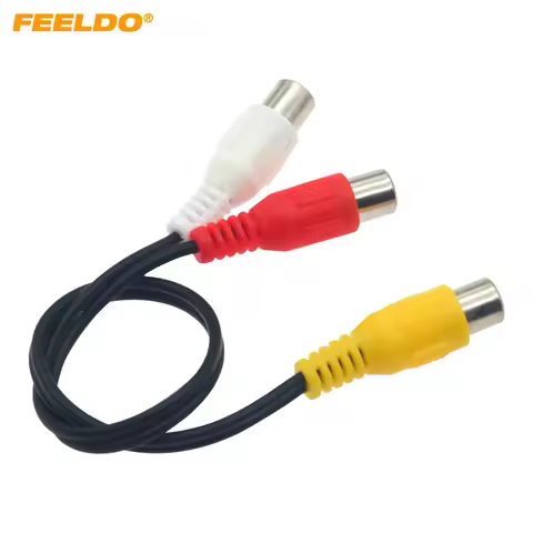 25cm 2-RCA Female To 1-RCA Female Jack Plug Audio Video Wire AV Extension Cable Stereo AV Connector