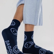 BAGGU 中筒襪- 深藍笑臉-竹纖維吸濕抗臭