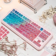 【Keycap Only】Pink Ocean Keycaps 119 Keys Frosted Translucent Cherry Profile PC Material For Cherry M