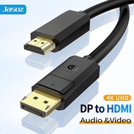 Jasoz DP to HDMI Cable 4K DisplayPort Male To HDMI Male Audio and Video in Sync For Computer To TV Laptop Monitor