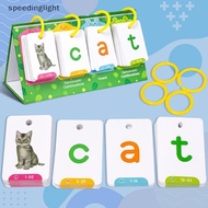 speedinglight Kids CVC Words Flashcards Phonics Flip Chart Word Builder Sight Words Activity Learnin