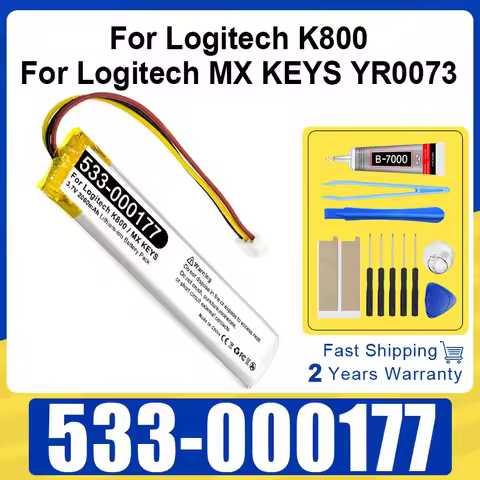 New 3.7V 2000mAh Replace Battery For Logitech K800 MX KEYS YR0073 Keyboard Bateria 533-000177 533-00