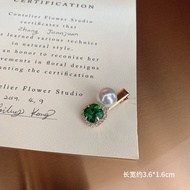 【100%-New】 Hair accessories Girl Pearl grandmother green water diamond hair clip duck clip emerald g