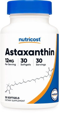 Astaxanthin 12mg, 30 Softgels - Non-GMO and Gluten Free
