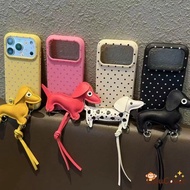 Polka Dot Leather Case With 3D Dachshund Hand Strap For Realme Q5i Q3 Pro Q3S Q3T Q2 X7 Max X2 XT V2