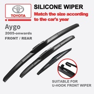 Toyota Aygo wiper blade set for 2005-onwards Aygo X banana type front rear window silicone hybrid ca