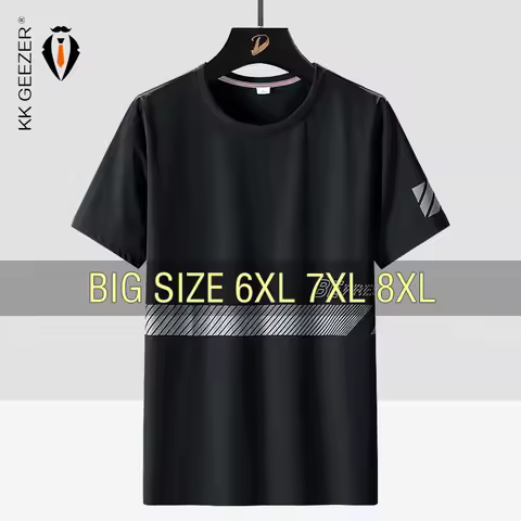 T Shirt Men Streetwear Nylon 6XL 7XL 8XL Plus Size Short Sleeve Oversize Black T-shirts Summer shirt
