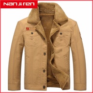 Nanjiren Mens jacket winter plush thickened cotton work clothes oversized jacket 5XL