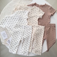 2Pcs Baby Kids Suit Girl Cotton Pajamas Kids Tight Shorts Polkadot Suit