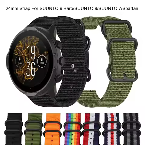 24mm Canvas Strap For SUUNTO 9 Baro Wristband Nylon Bracelet For Suunto 9/7/D5/Spartan Sport/Wrist H