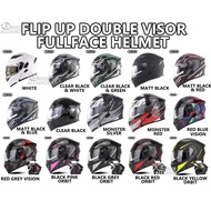 ✔READY STOCK✔ SOMAN SM955 955S FLIP UP DOUBLE VISOR FULLFACE HELMET FULL FACE INNER VISOR QUICK RELEASE BUCKLE RACE