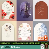 50-Set AI/EPS Format Arch Wedding Card Design Template | Editable Adobe Illustrator Design Digital F