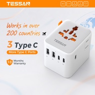 TESSAN Universal Travel Adapter รองรับ PD ชาร์จเร็ว GaN 35W/65W/100W สำหรับเครื่องลอน เครื่องหนีบผม