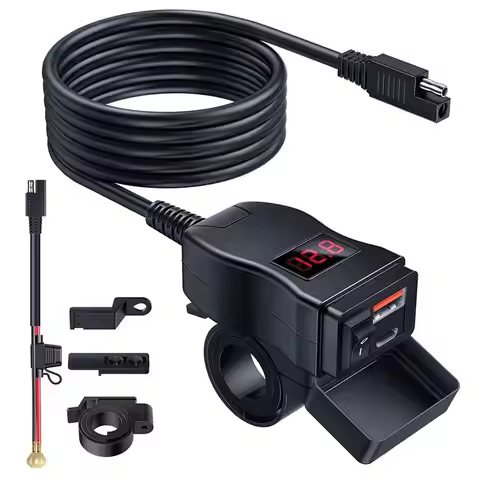 Motorcycle USB , Dual USB Type C PD & Quick Charge 3.0 Motorcycle Phone With Voltmeter & On/Off Swit