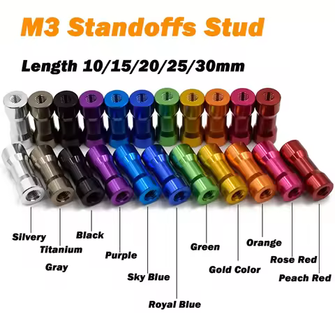 Weiyi 10Pcs M3 Aluminum Standoffs Stud M3*10/15/20/25/28/30/35mm Double Round Aluminum Alloy Standof