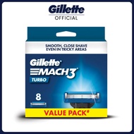 Gillette Mach 3 Turbo 3D Blades Refill 8 pcs Shaver Razor Blades Pisau Cukur