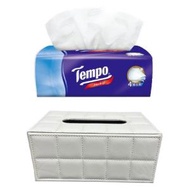 Tempo - Ⓐ紙巾盒 · (白方格 小號+Tempo) Ayana 優質皮製款紙巾盒小號 + Tempoi 袋裝面紙 底部磁吸開合 廁紙盒