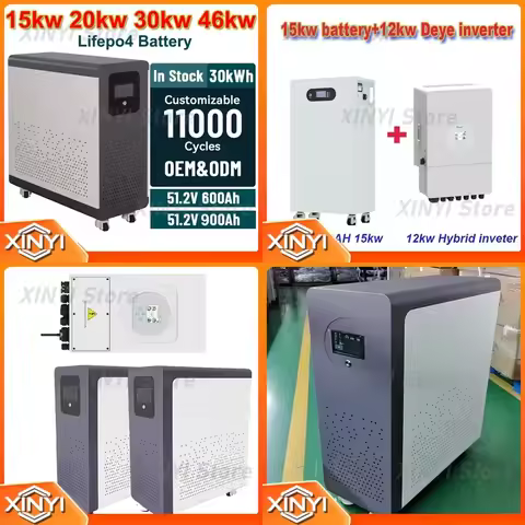 for Deye Hybrid Inverter 10KW 12KW 15KW 20KW 30KW 46KW Solar Energy Storage System LiFePO4 Battery P