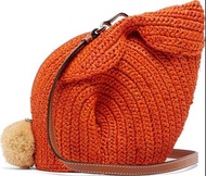 LOEWE Raffia Mini Bunny 橘色 草編 小兔子 小兔包 斜背包 廢包 肩背包