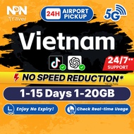 Vietnam SIM Card Ultra 1-15 Days 1-20GB 5G/4G Data | Instant Airport Pickup | High Speed Travel Data