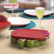 Borcam 1.95L Square Glass Roaster with Plastic Lid / Food Storage Container / Bakeware