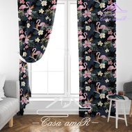 7ft Flamingo Canadian Cotton Curtain With Ring 150cmx220cm Curtain Rod 8 Ring Curtain 1Pcs