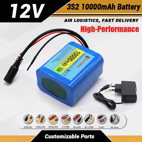 12V 10Ah Rechargeable and Portable 18650 Lithium Battery Pack Comes with 12.6V Dedicated Charger, Su