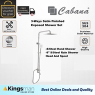 [Kingsman] CABANA Exposed Shower Set Bathroom Stainless Steel 304 Water Heater Rain Shower Wall Hand