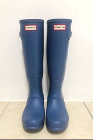 英國 HUNTER 經典威靈頓雨靴 雨鞋 橡膠雨鞋 Dark Earth Blue 深地球藍 藍色雨靴 Rain Boot