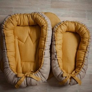 Mustard Linen (flax) baby nest for a girl or boy - baby sleeping bed - newborn s