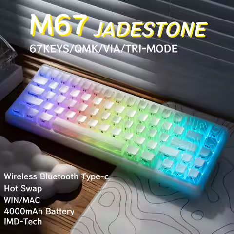 XVX M67 JadeStone Mechanical Keyboard With IMD-Tech Keycaps Hot Swappable Gasket Design Tri-Mode Cus