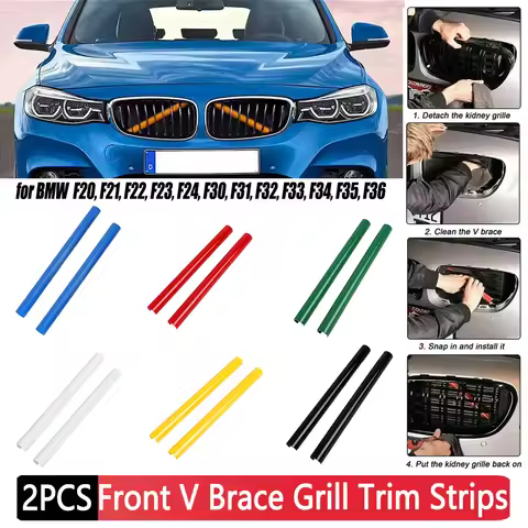 2PCS Car Front Grille Bar V Brace Grill Trim Strips Cover for BMW F20 F21 F22 F23 F24 F30 F31 F32 F3